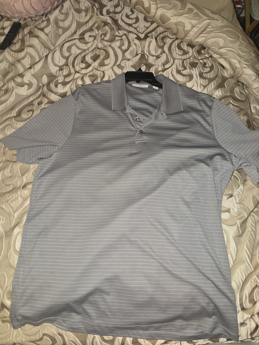 PERRY ELLIS PORTFOLIO Men's Gray Striped Polo Shirt - WORN ONCE!
